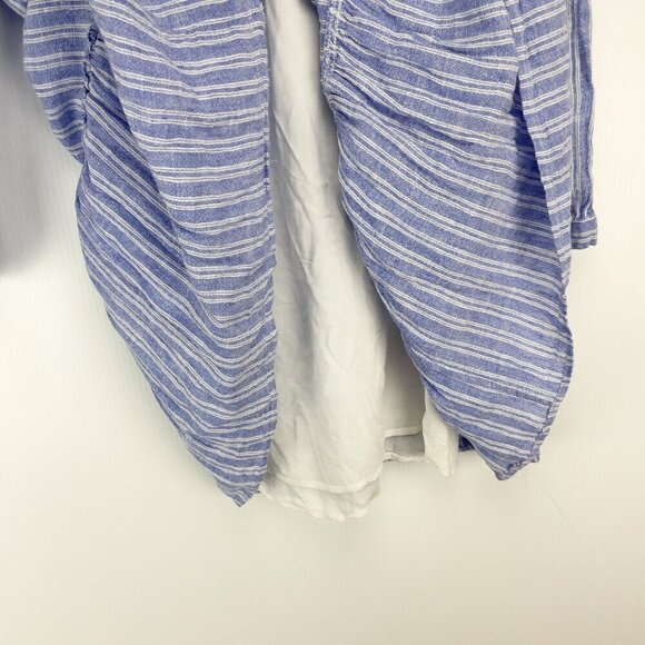 RAILS Everly Boho Striped Linen Cotton Tiered Long Sleeve Blue White Dress XS - Picture 11 of 14